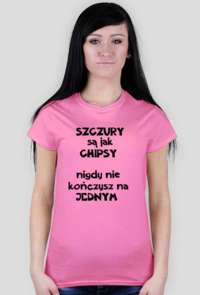 Koszulka damska czarny napis SZCZURY są jak CHIPSY