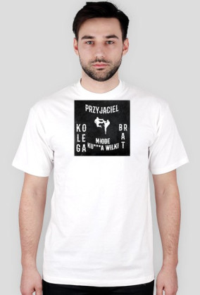 Koszulka z nadrukiem wilka wraz z napisami.
