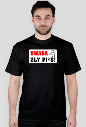 KOSZULKA MĘSKA UWAGA BIAŁA