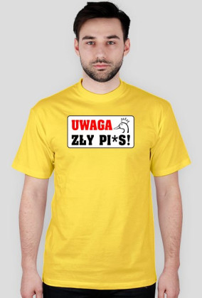 KOSZULKA MĘSKA UWAGA BIAŁA