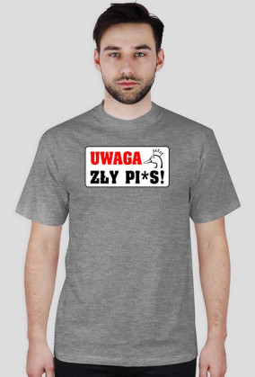 KOSZULKA MĘSKA UWAGA BIAŁA
