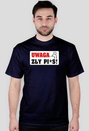 KOSZULKA MĘSKA UWAGA BIAŁA