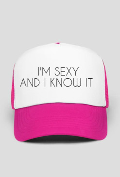 Czapka biało-różowa "I'm sexy and I know it"