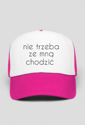 Czapka biało-różowa "Nie trzeba ze mną chodzić"