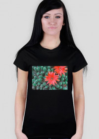 Kaktus kwiat - koszulka damska czarna
