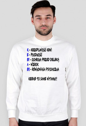 Bluza unisex biała Kebab to same witaminy