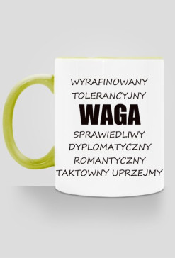 kubek, kolorowe ucho - znak zodiaku, waga