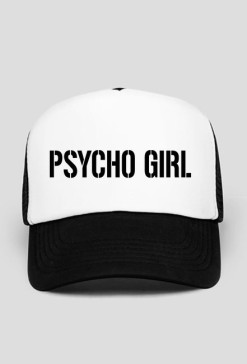 czapka PSYCHO GIRL CZARNY NAPIS