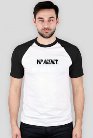 MĘSKA Biała koszulka VIP Agency. z czarne rękawy