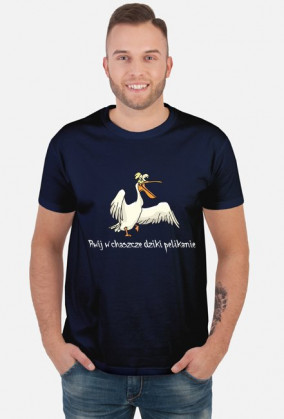 Koszulka męska - nadruk pelikan