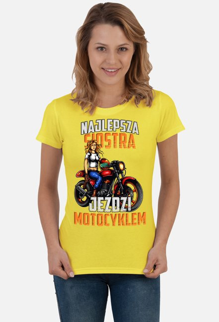 Najlepsza siostra jeździ motocyklem - damska koszulka motocyklowa