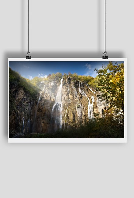 Wodospad w Parku Jezior Plitwickich, Chorwacja. Ale pixele!