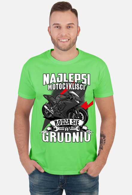 Najlepsi motocykliści rodzą się w GRUDNIU - męska koszulka motocyklowa
