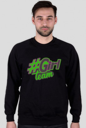 Bluza bez kaptura męska "#Girl team" (black/white)