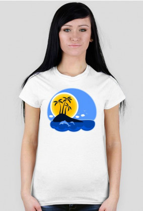 Koszulka damska - Wyspa o zachodzie słońca