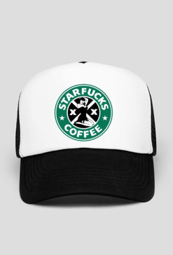 Starbucks coffee logo parody czapka Starfucks