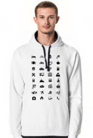 Podróżnicza  bluza z 34 ikonkami dzięki którym, porozumiesz się w każdym kraju.