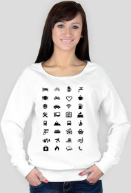 Podróżnicza koszulka z 34 ikonkami dzięki którym, porozumiesz się w każdym kraju.