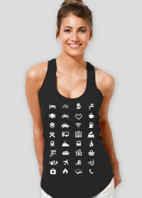 Podróżnicza koszulka z 34 ikonkami dzięki którym, porozumiesz się w każdym kraju.