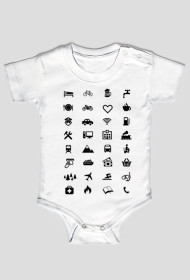 Podróżnicza koszulka z 34 ikonkami dzięki którym, porozumiesz się w każdym kraju.