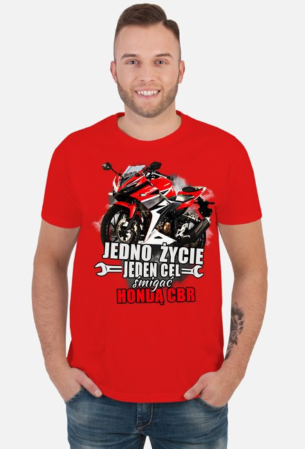 Jedno życie, jeden cel śmigać hondą cbr - męska koszulka motocyklowa
