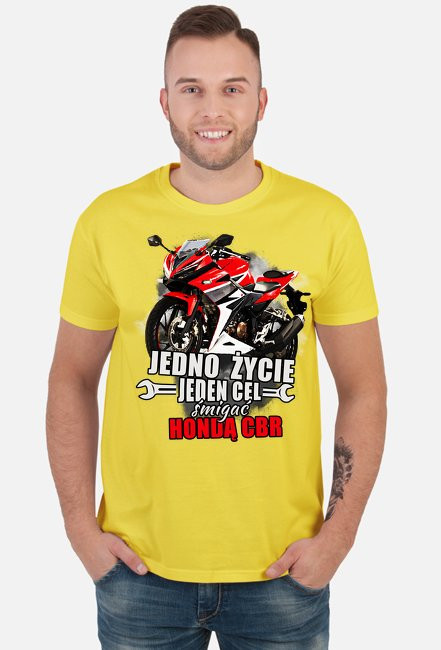 Jedno życie, jeden cel śmigać hondą cbr - męska koszulka motocyklowa