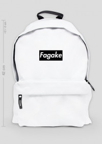 biały plecak z logiem fagake