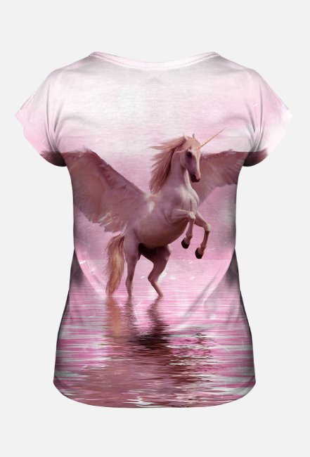 Koszulka damska Jednorożec różowa Full Print