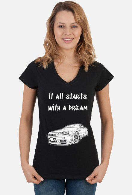 Nissan Skyline GT-R T-shirt Damski W Serek