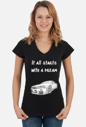 Nissan Skyline GT-R T-shirt Damski W Serek