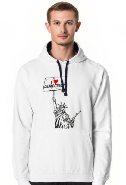 Bluza męska z kapturem , kocham demokrację - I love democracy
