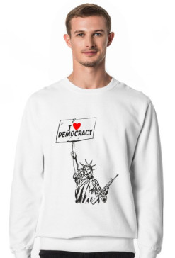 Bluza męska bez kaptura, kocham demokrację - I love democracy