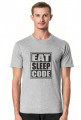 Śmieszna koszulka męska idealna na tani prezent dla informatyka, programisty, na mikołajki, na urodziny, pod choinkę - Eat, sleep, code