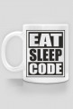 Śmieszny kubek dobry na tani prezent dla programisty, informatyka, pod choinkę, na mikołajki, na urodziny - Eat, sleep, code
