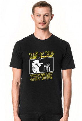 Śmieszna koszulka męska dobra na tani prezent dla informatyka, programisty, na mikołajki, na urodziny, pod choinkę - Help me stack overflow, you're my only hope