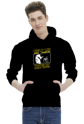 Śmieszna bluza męska z kapturem dobra na tani prezent dla informatyka,programisty, pod choinkę, na mikołajki, na urodziny - Help me stack overflow, you're my only hope