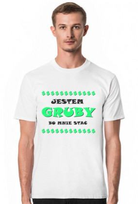 Koszulka męska JESTEM GRUBY biała