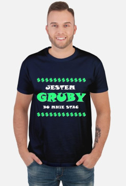 Koszulka męska JESTEM GRUBY ciemna