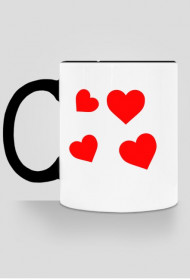 Kubek w serca (czarny)