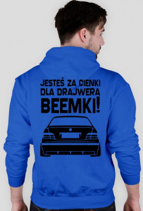 E36 - Dla beemki za cienki (bluza męska kapturowa) ciemna grafika tył