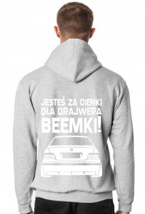 E36 - Dla beemki za cienki (bluza męska kapturowa) jasna grafika tył