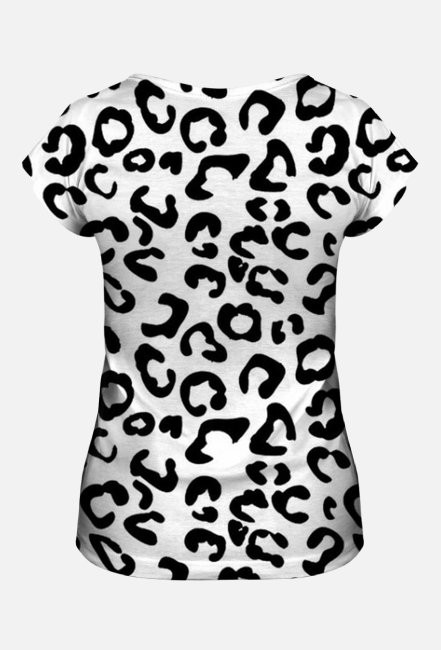 T-shirt czarno-biały jaguar