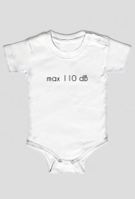 max 100 decybeli - białe body niemowlęce