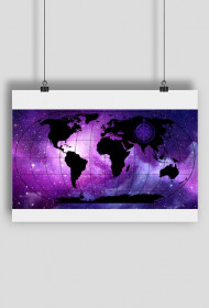 Mapa Świata kosmos plakat