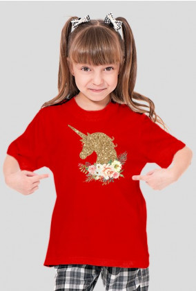 Koszulka z jednorożcem dla dziewczynki - Koszulka ze złotym jednorożcem