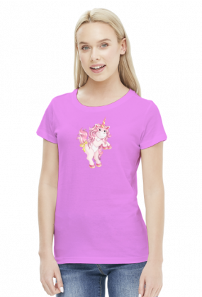 Koszulka z jednorożcem dla kobiety - Rózowy jednorożec