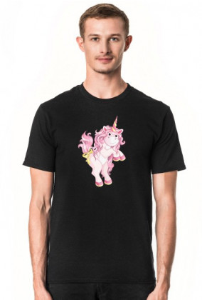 Koszulka z jednorożcem dla mężczyzny - Różowy jendorożec