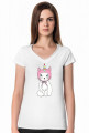 Koszulka damska z dekoltem z jednorożcem-kotem