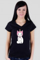 Koszulka damska z dekoltem z jednorożcem-kotem