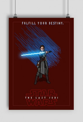 STAR WARS Rey Pixel Art - plakat A2